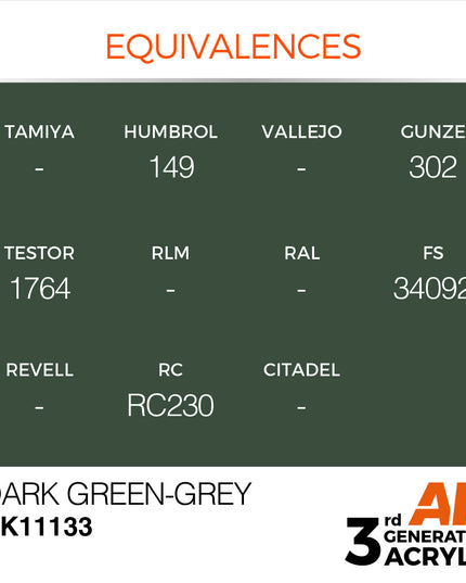 AK ACRYLIC AK11133 Dark Green-Grey 17ml