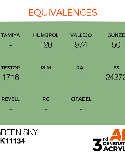 AK ACRYLIC AK11134 Green Sky 17ml