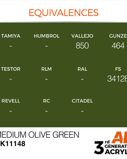 AK ACRYLIC AK11148 Medium Olive Green 17ml
