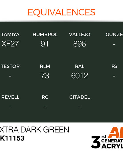 AK ACRYLIC AK11153 Extra Dark Green 17ml