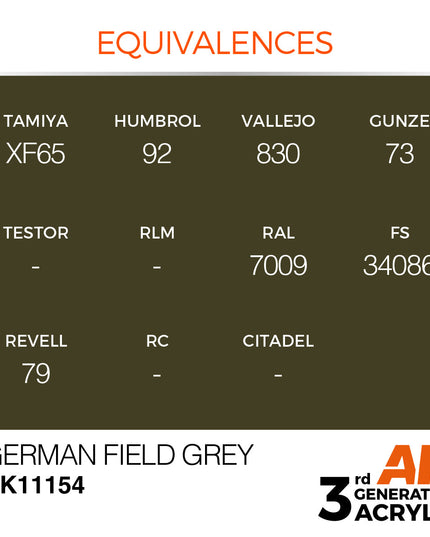 AK ACRYLIC AK11154 German Field Grey 17ml