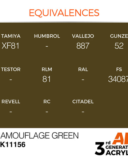 AK ACRYLIC AK11156 Camouflage Green 17ml