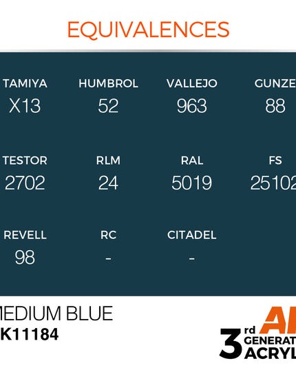 AK ACRYLIC AK11184 Medium Blue 17ml