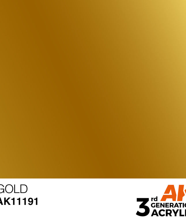 AK ACRYLIC AK11191 Gold Metallic 17ml