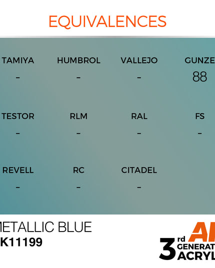 AK ACRYLIC AK11199 Metallic Blue Metallic 17ml