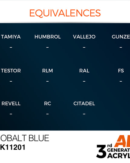 AK ACRYLIC AK11200 AK11201 Cobalt Blue Metallic 17ml