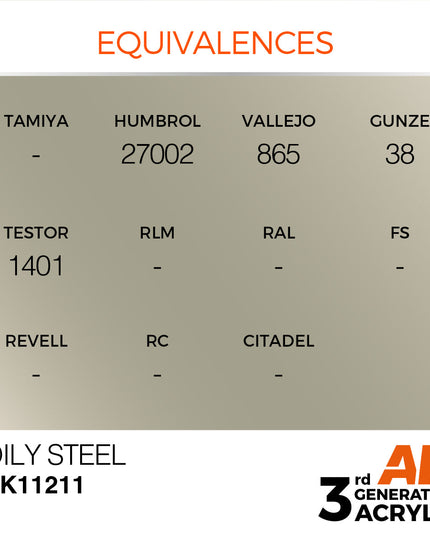 AK ACRYLIC AK11211 Oily Steel 17ml