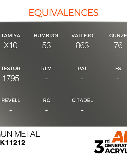 AK ACRYLIC AK11212 Gun Metal Metallic 17ml
