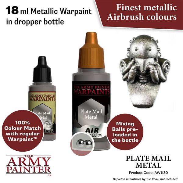 The Army Painter Warpaints Air: (Metallics) Plate Mail Metal AW1130