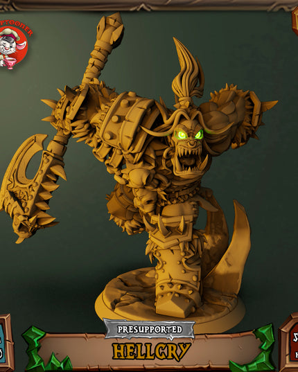 Hellcry Orc Warlord - 32mm scale pre-supported miniature