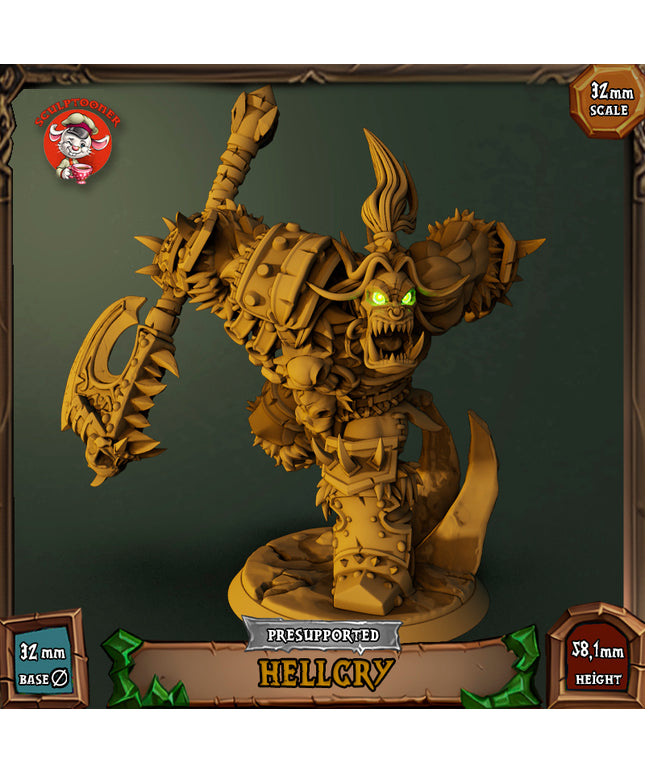 Hellcry Orc Warlord - 32mm scale pre-supported miniature