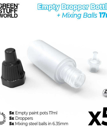 GSW Empty Dropper Bottles 17ml with Mixing Balls