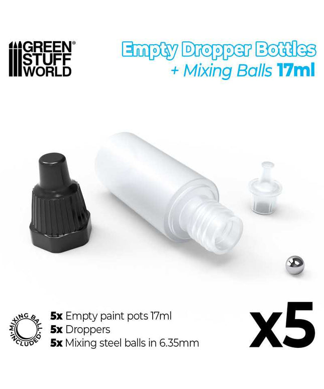 GSW Empty Dropper Bottles 17ml with Mixing Balls