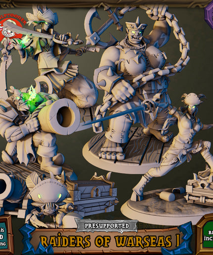 Raiders of Warseas 1 - 32mm scale pre-supported set