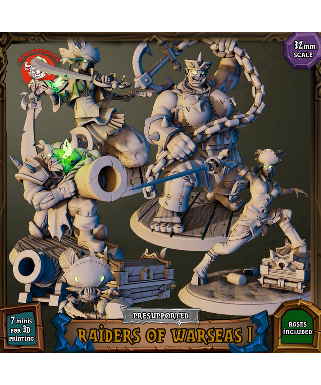 Raiders of Warseas 1 - 32mm scale pre-supported set